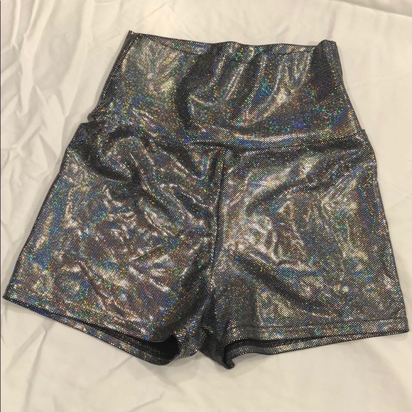 high waisted glitter shorts